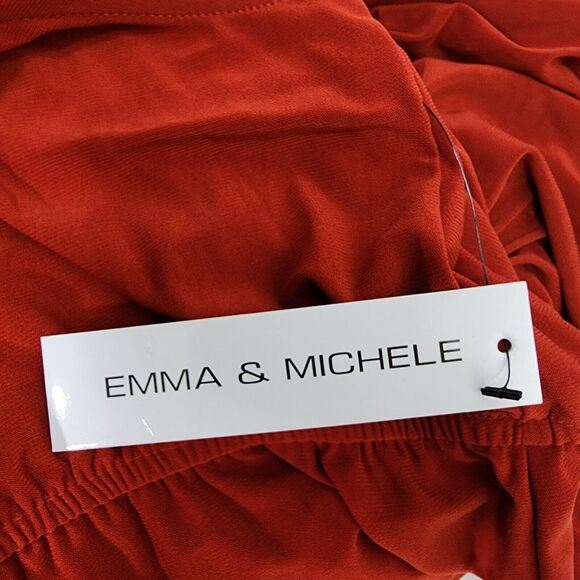 Emma & Michele Women Maxi Dress Medium Red Empire Waist Sleeveless V Neck Hi Low - Picture 8 of 10